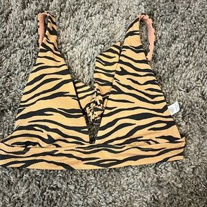 Brown and Black Striped Aerie Bikini Top